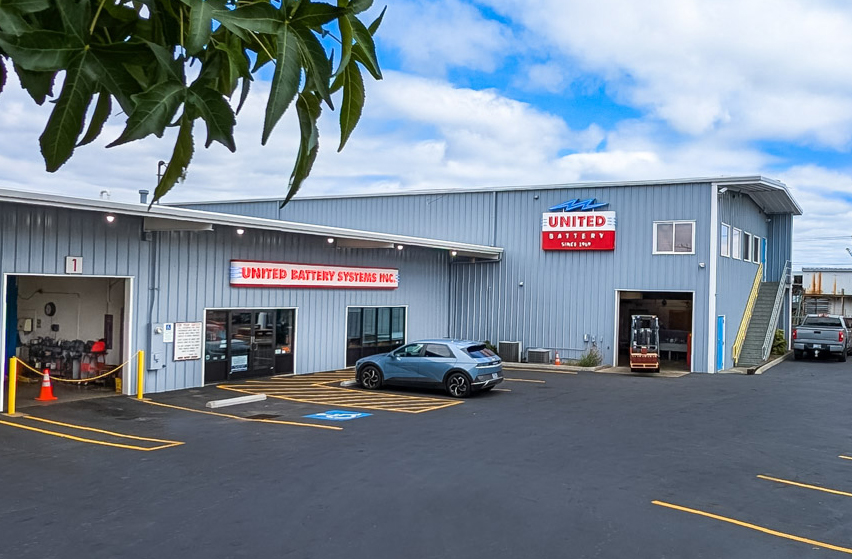 The outside of United Battery's Portland location.