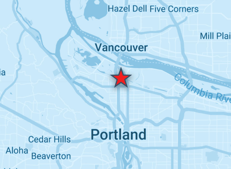 A map showing where United Battery's Portland location is in the city.