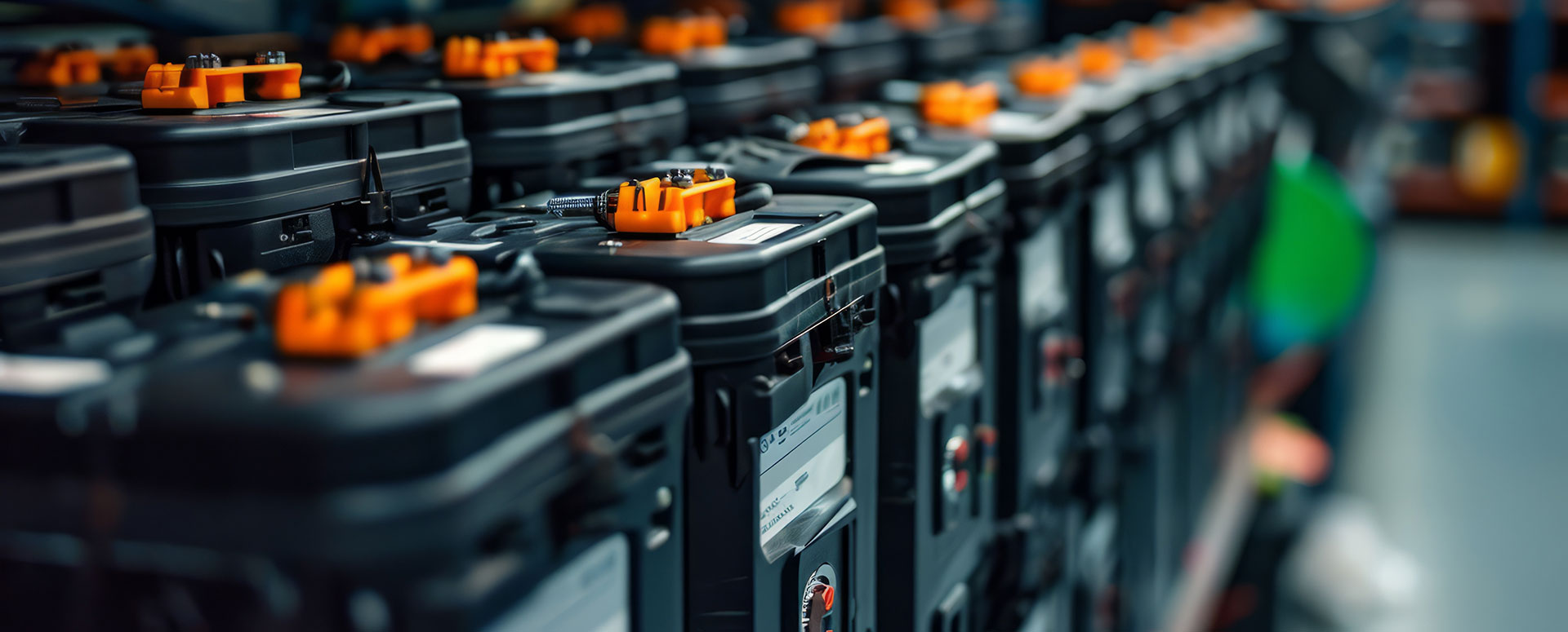 an image showing rows of battery boxes