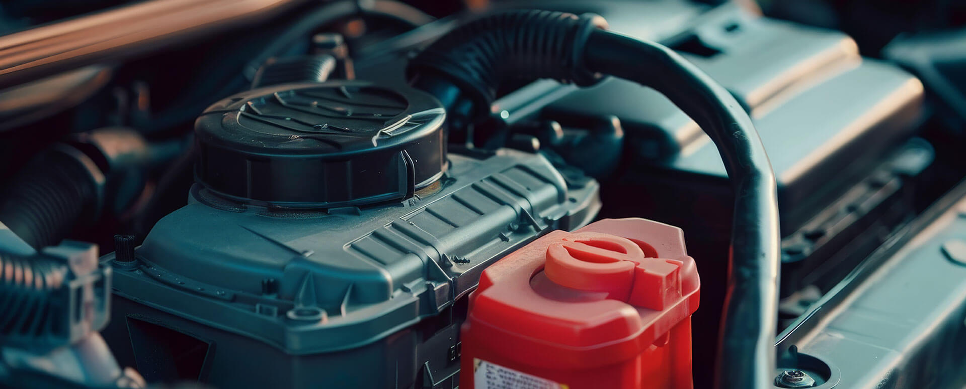 an image showing parts under a car's hood