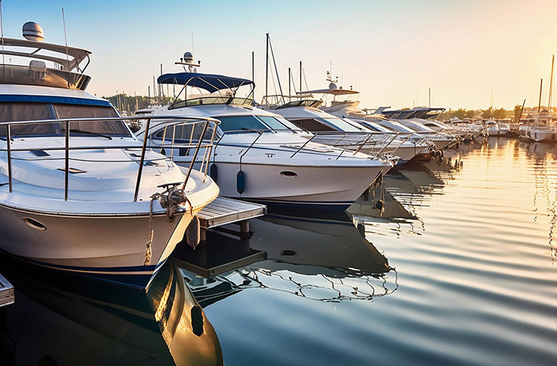 an image of a row personal boats docked