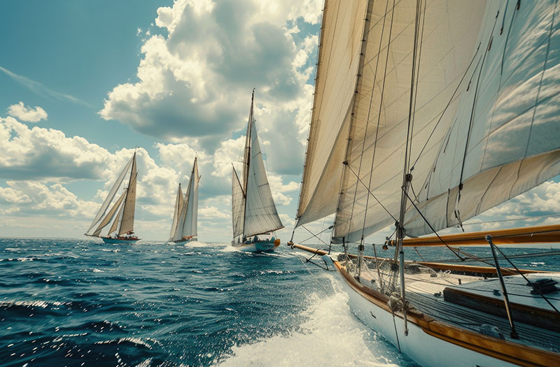 an image of a row of sailboats on the sea