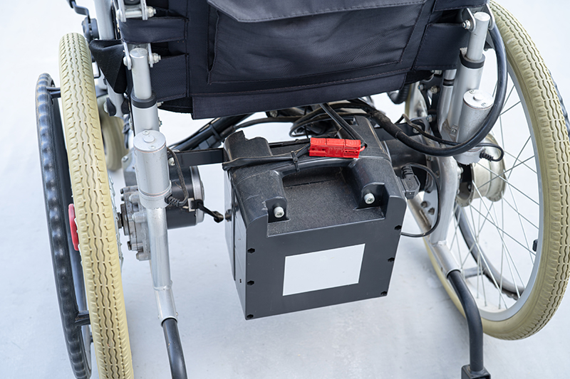 A battery on an electric wheelchair.